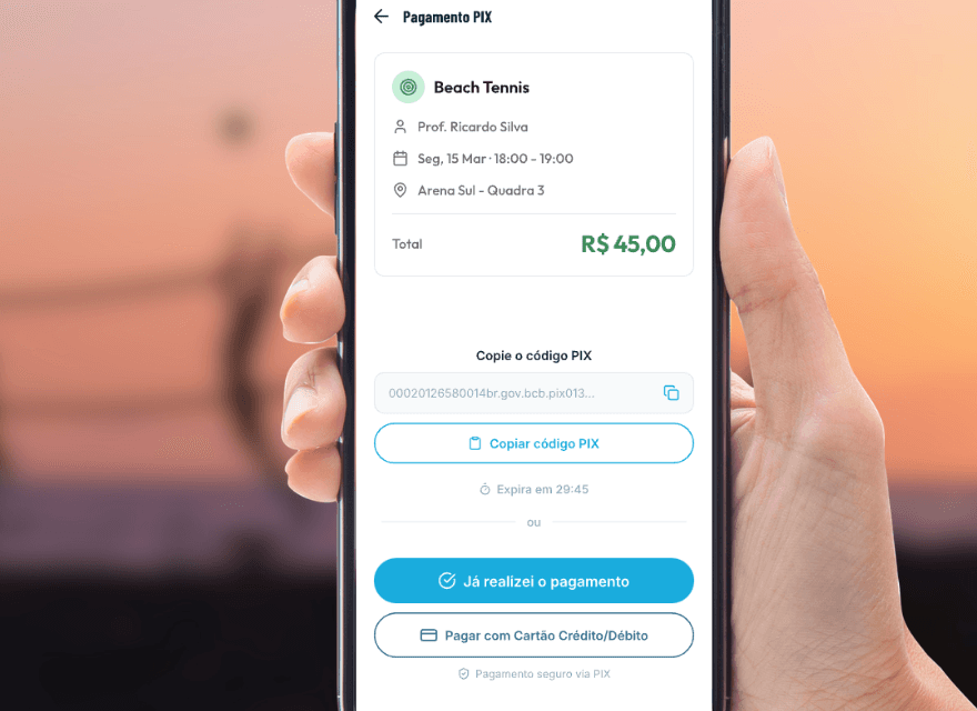 Tela de pagamento Pix no app